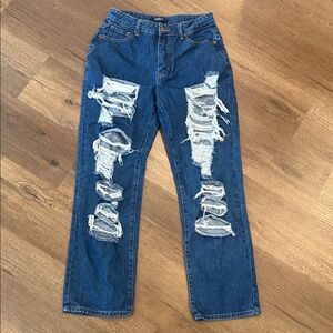 American Bazi Distressed Blue Women's Jeans